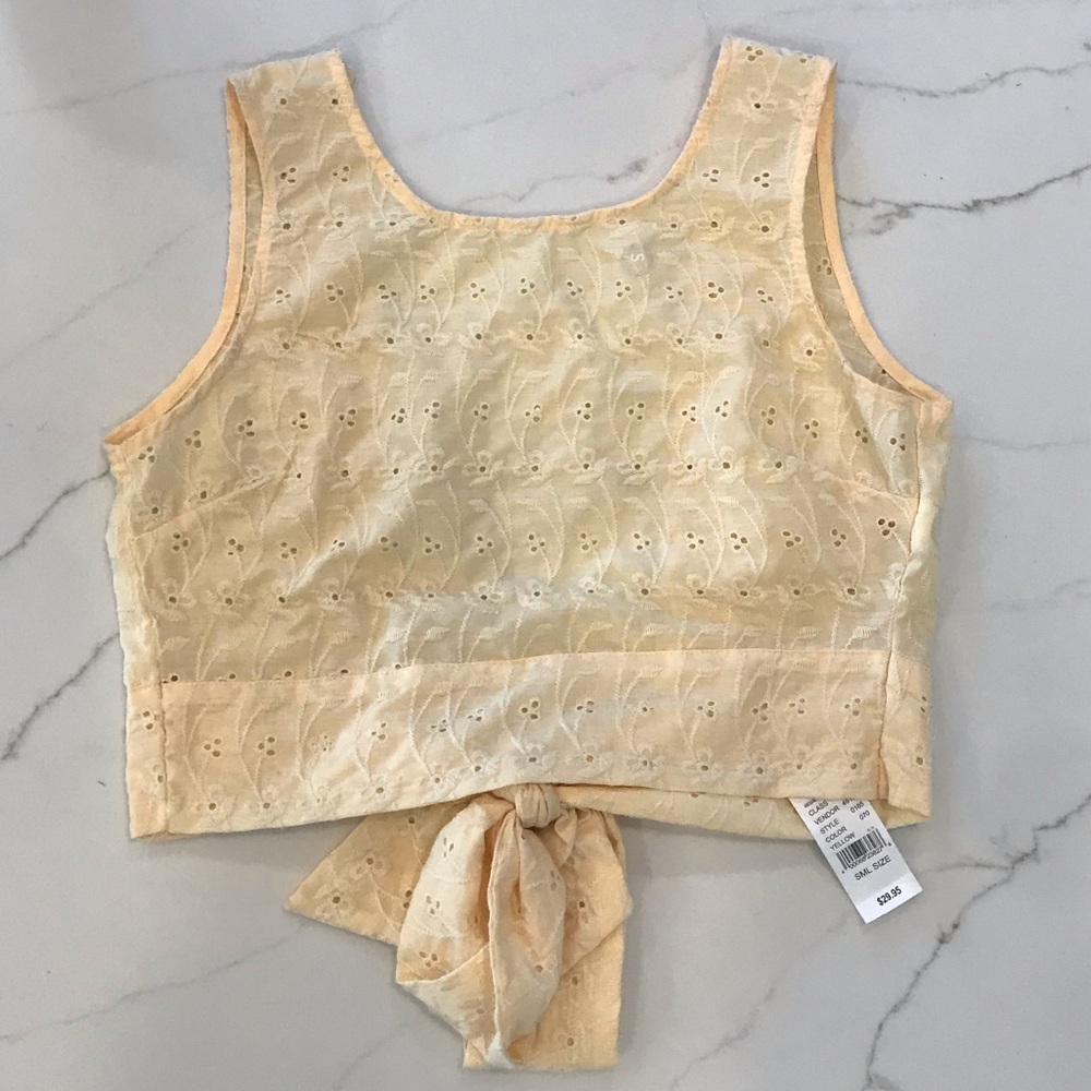 Yellow tie-in-the-back tank top